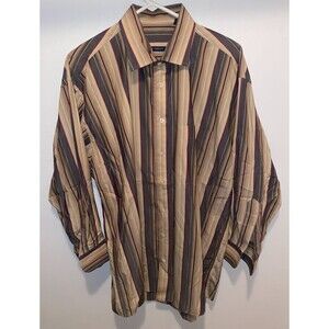 Burberry London Men’s sz L Brown Striped Long Sleeve Button Up Shirt